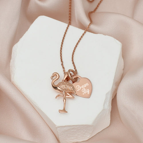 Personalised 18ct Rose Gold Plated Flamingo Necklace