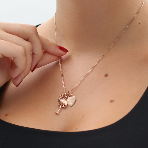 Personalised 18ct Rose Gold Plated Flamingo Necklace