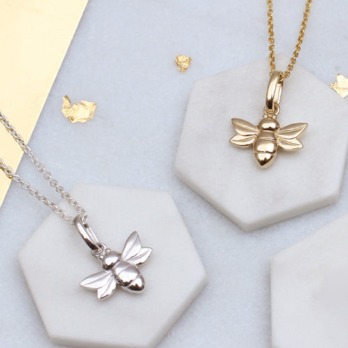 Personalised Petite Bee Necklace In Silver or 18ct Gold Plated