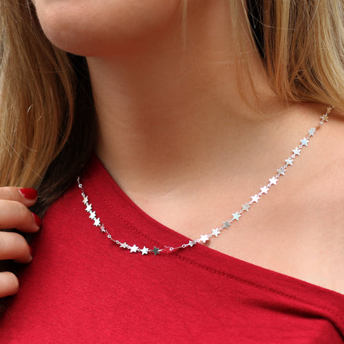 Personalised Sterling Silver or 18ct Yellow Gold Plated Star Chain Necklace