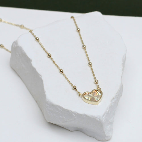 9ct Yellow Gold Rainbow Heart Necklace