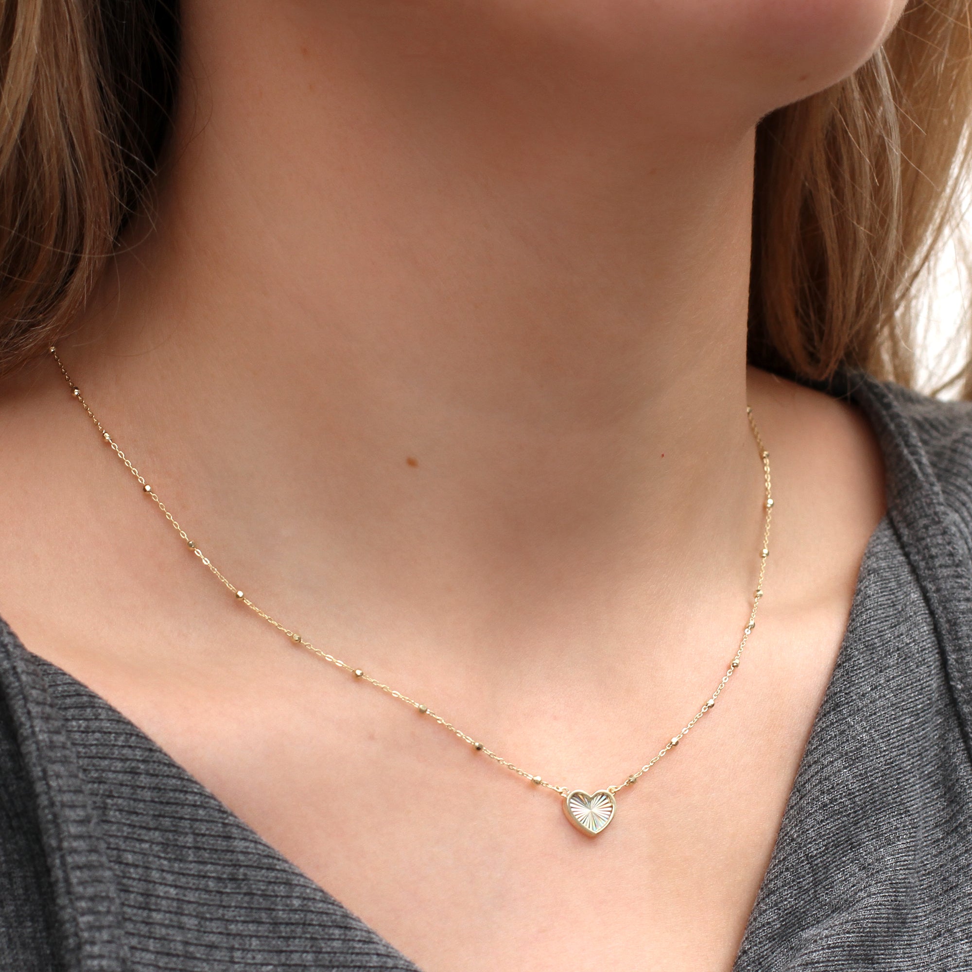 9ct Yellow Gold Rainbow Heart Necklace