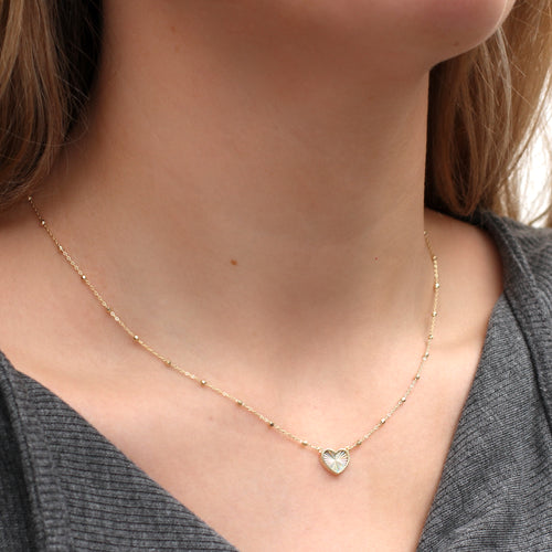 9ct Yellow Gold Rainbow Heart Necklace