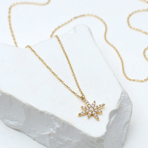 9ct Yellow Gold Cz North Star Necklace