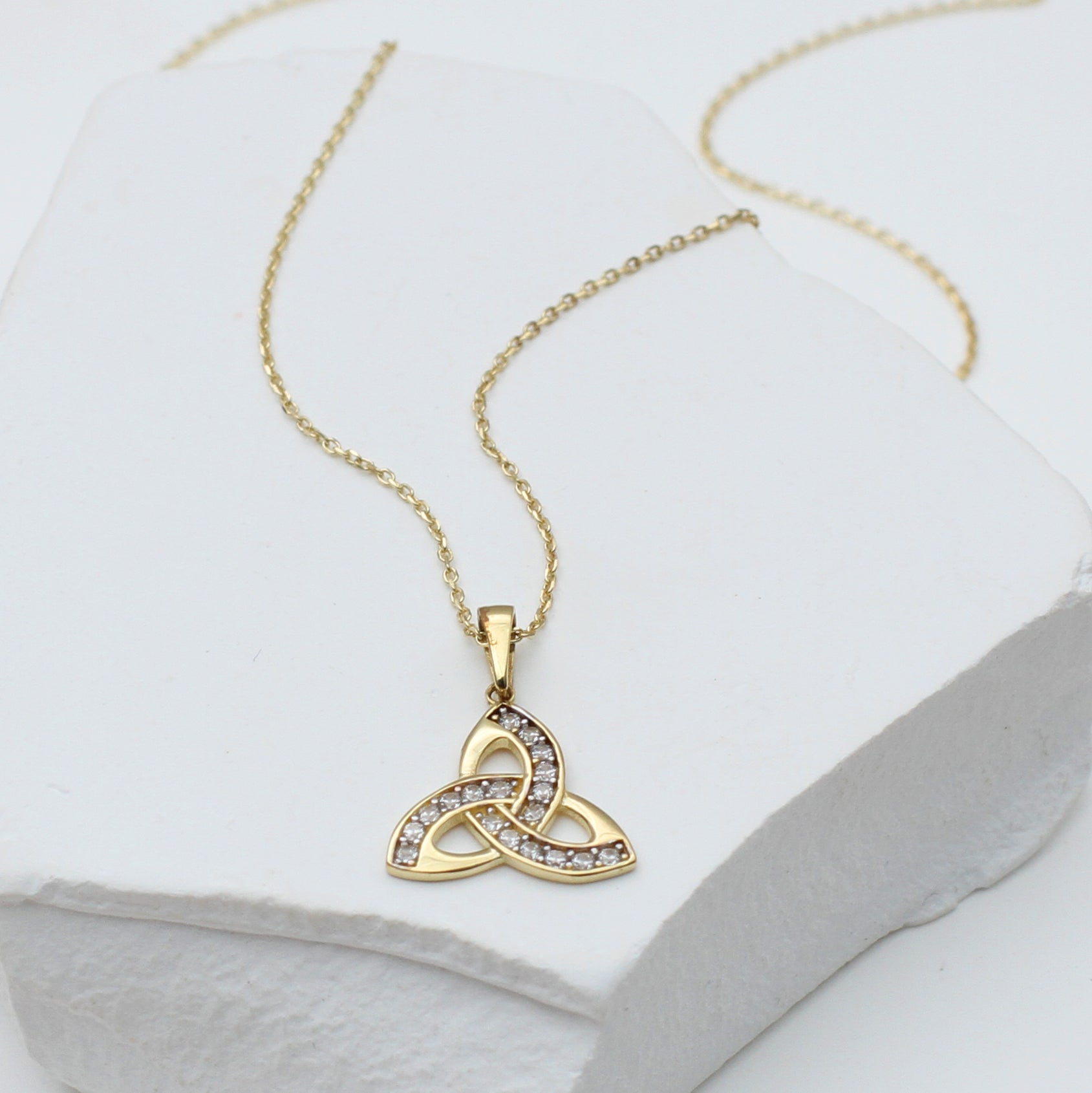 9ct Yellow Gold Cubic Zirconia Celtic Knot Necklace