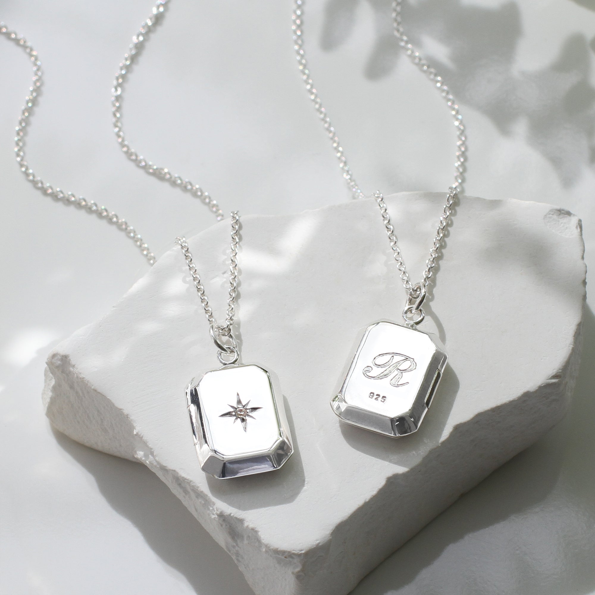 Personalised Sterling Silver or 18ct Gold Cz Locket Necklace
