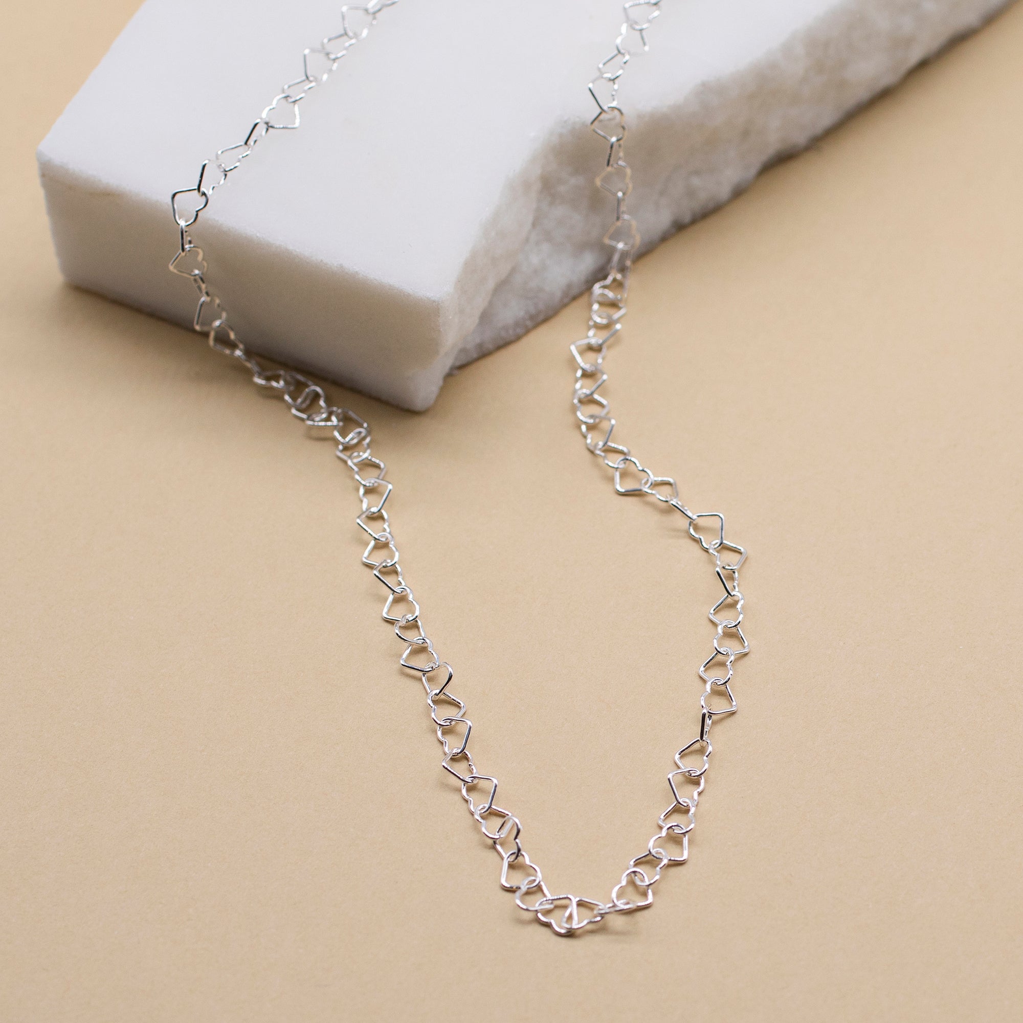 Sterling Silver or Gold Plated Open Heart Link Necklace