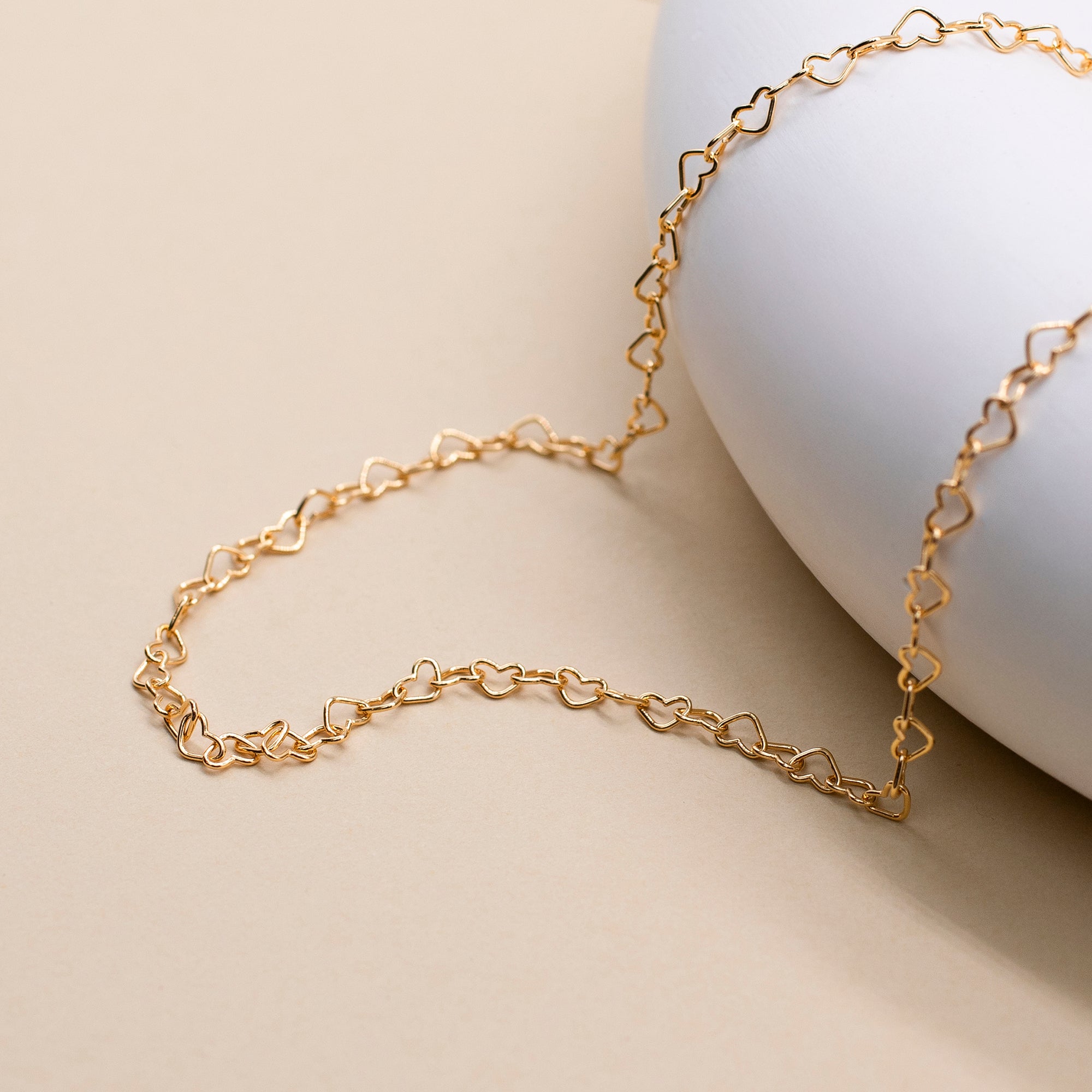 Sterling Silver or Gold Plated Open Heart Link Necklace