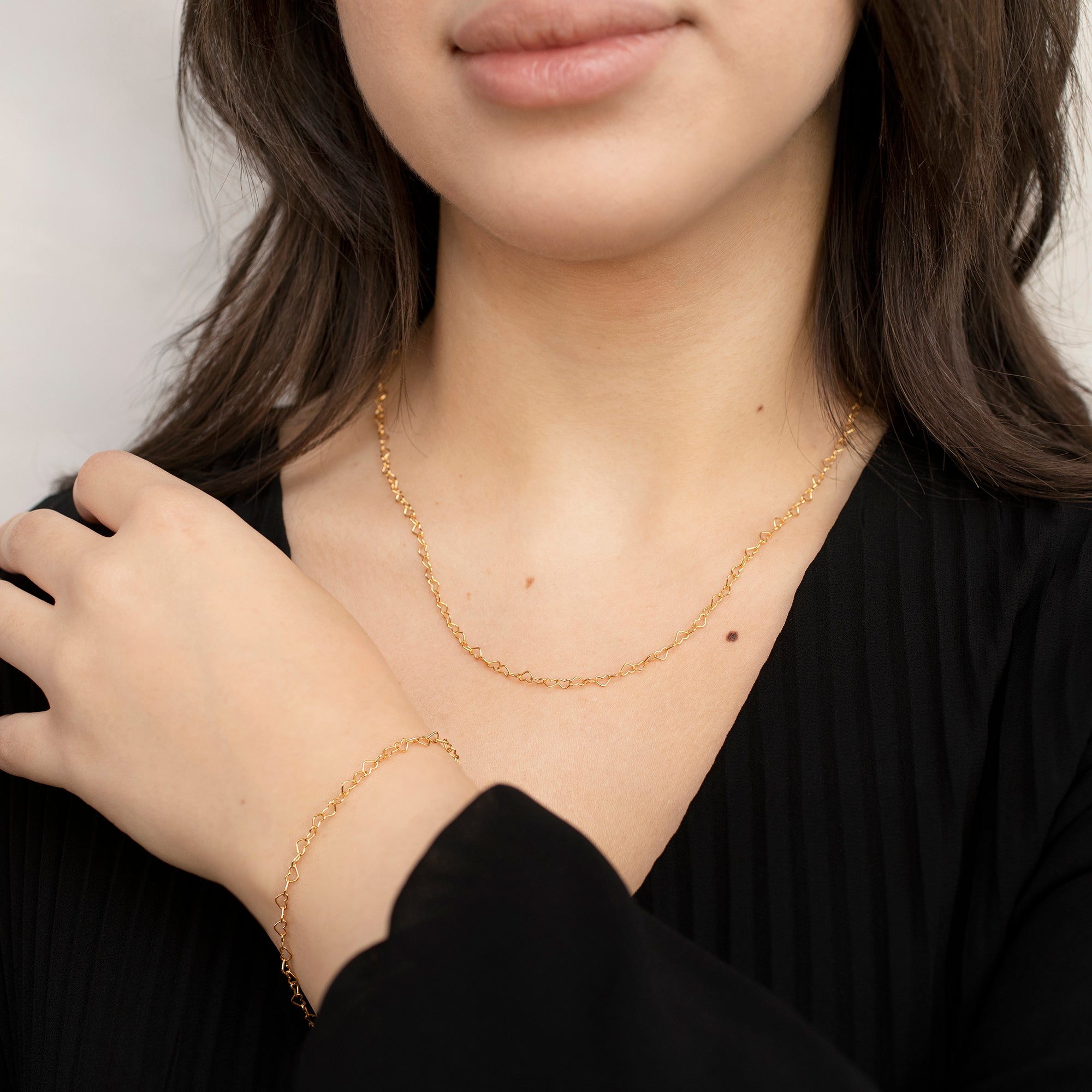 Sterling Silver or Gold Plated Open Heart Link Necklace