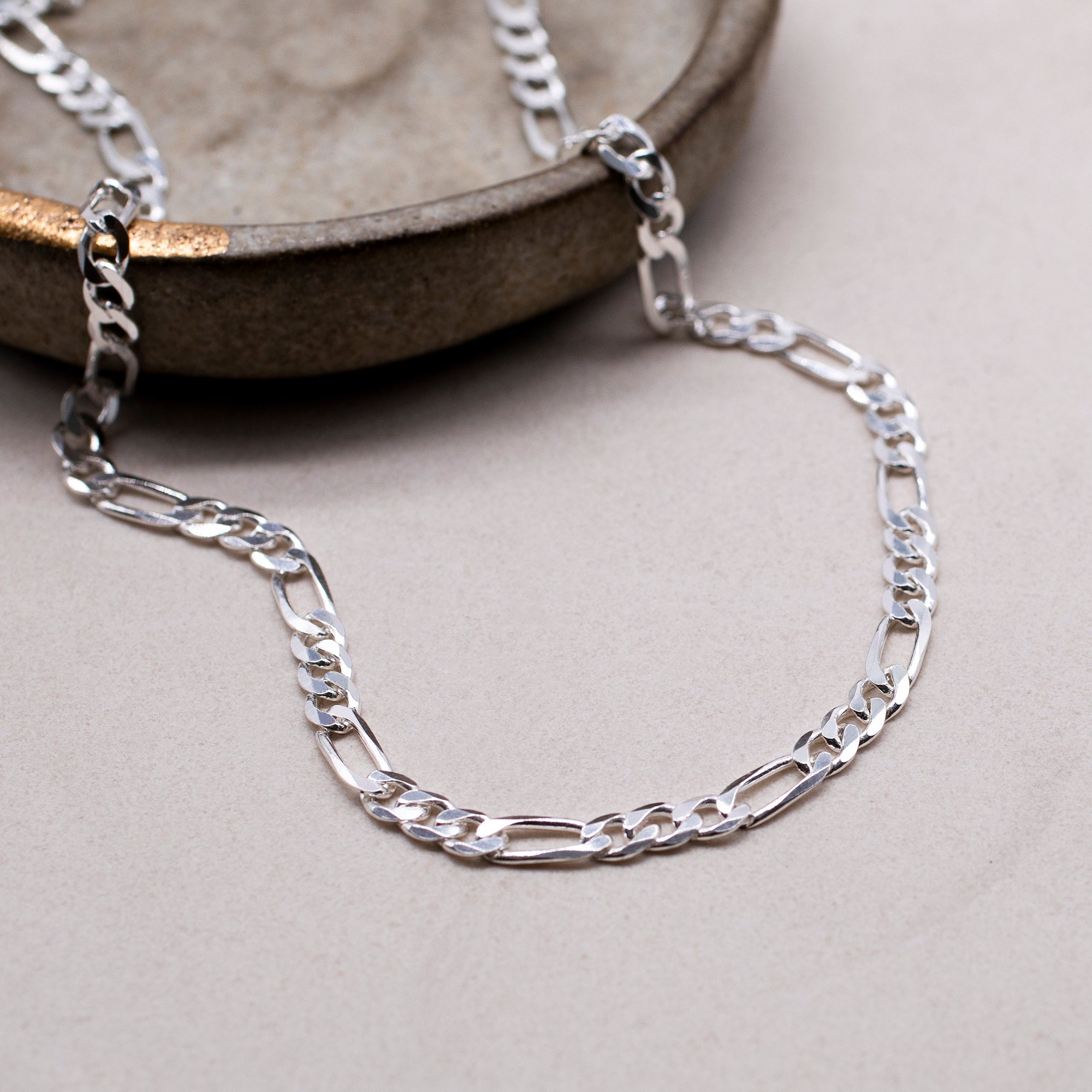 Sterling Silver Diamond Cut Figaro Chain