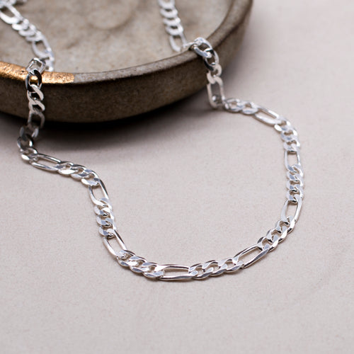 Sterling Silver Diamond Cut Figaro Chain