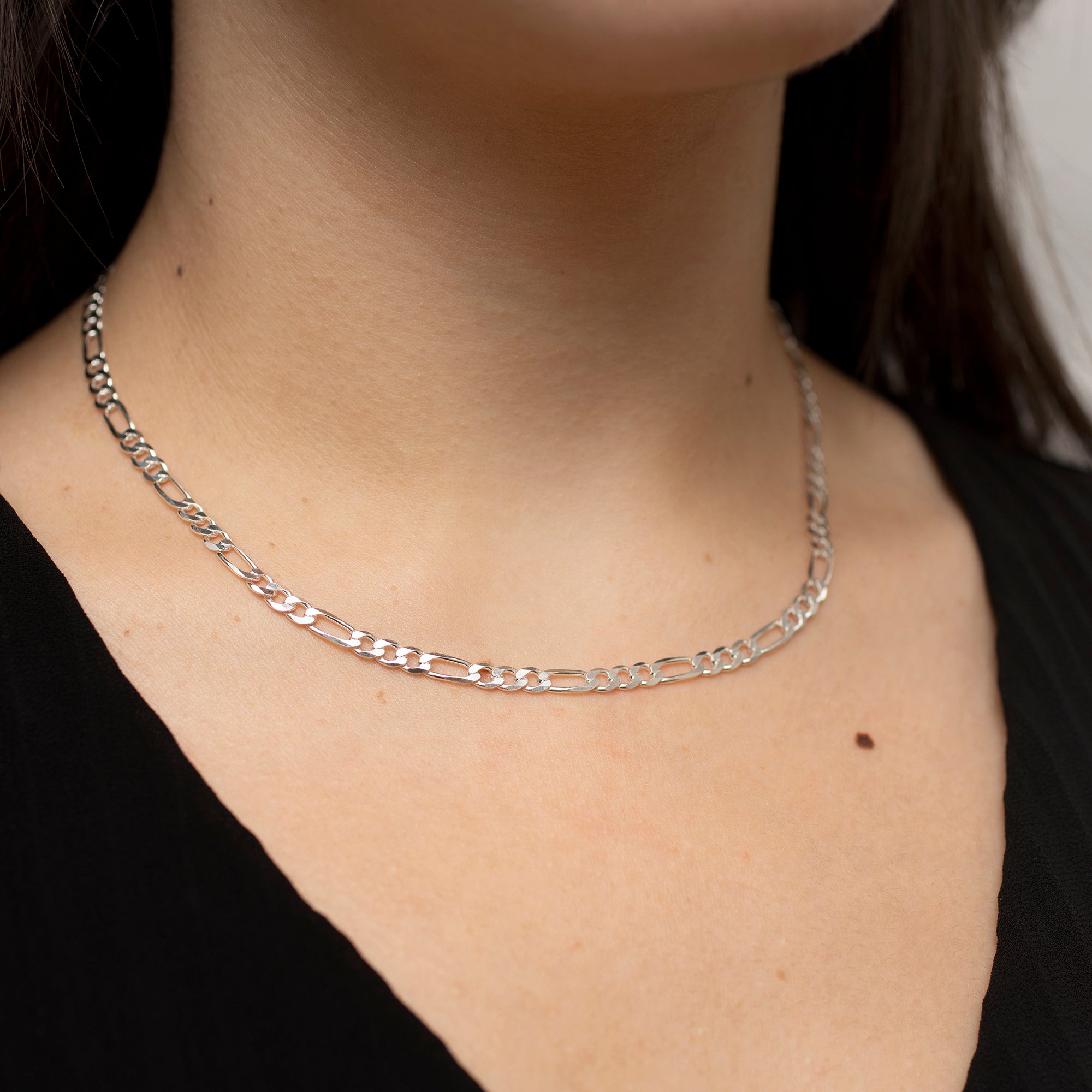 Sterling Silver Diamond Cut Figaro Chain