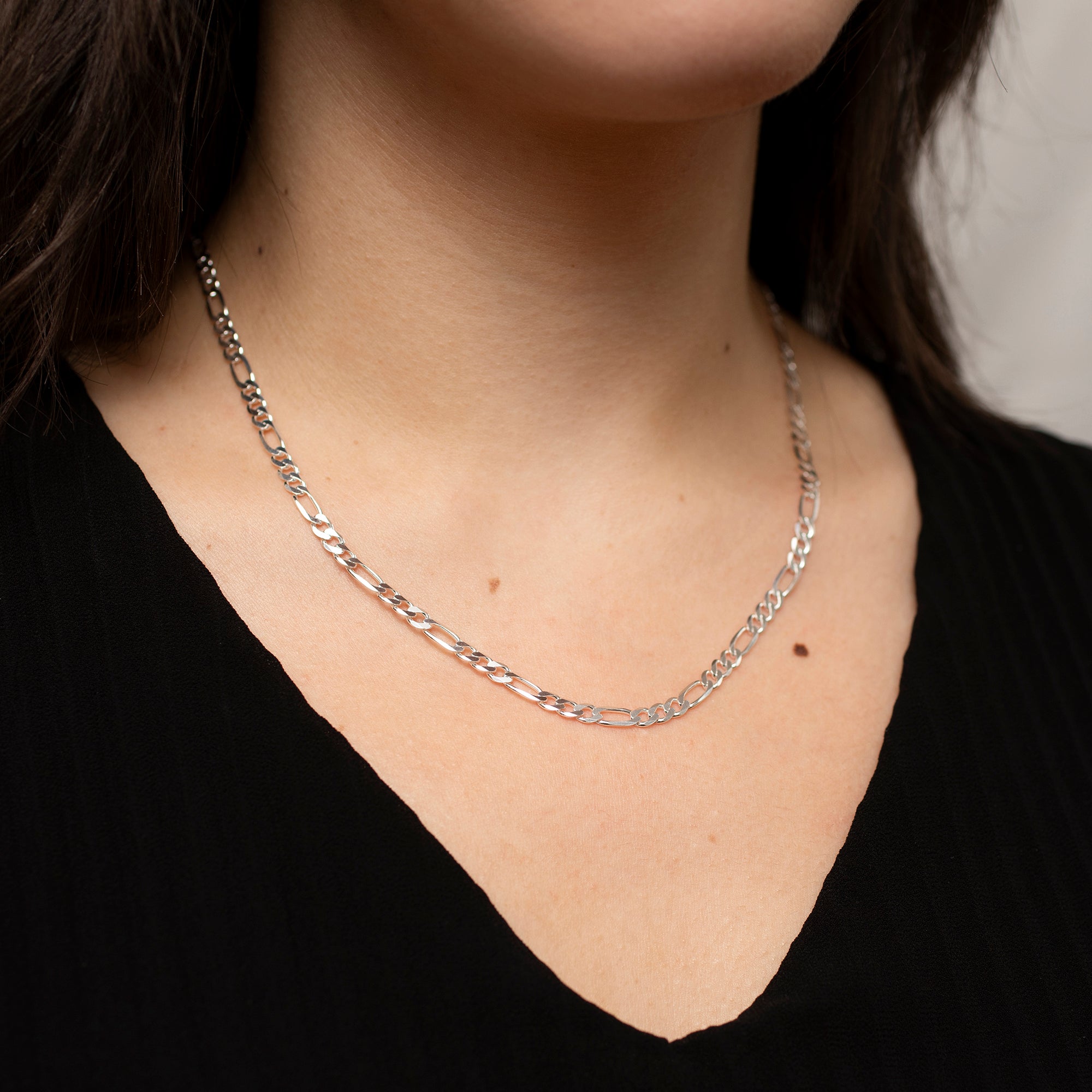 Sterling Silver Diamond Cut Figaro Chain