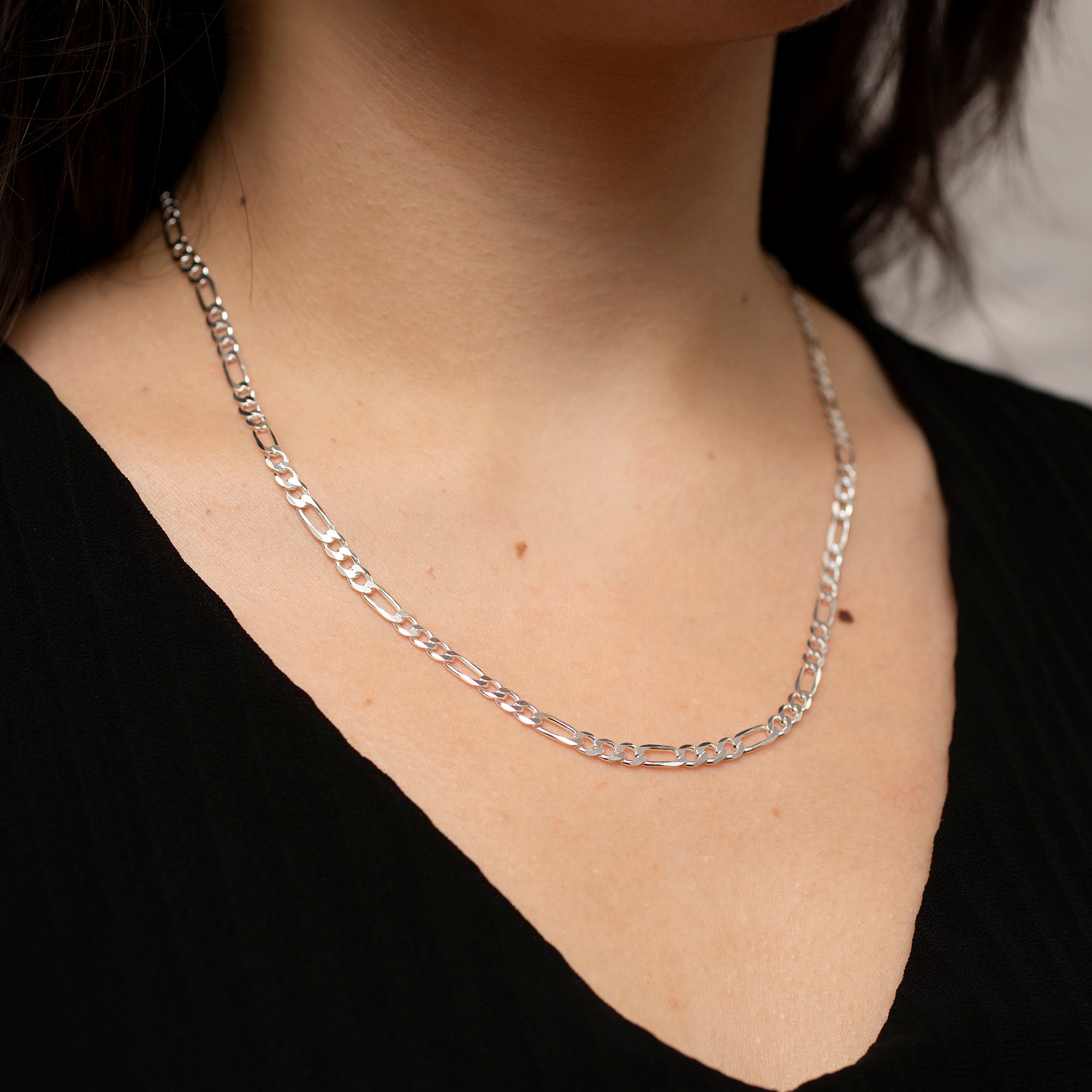 Sterling Silver Diamond Cut Figaro Chain