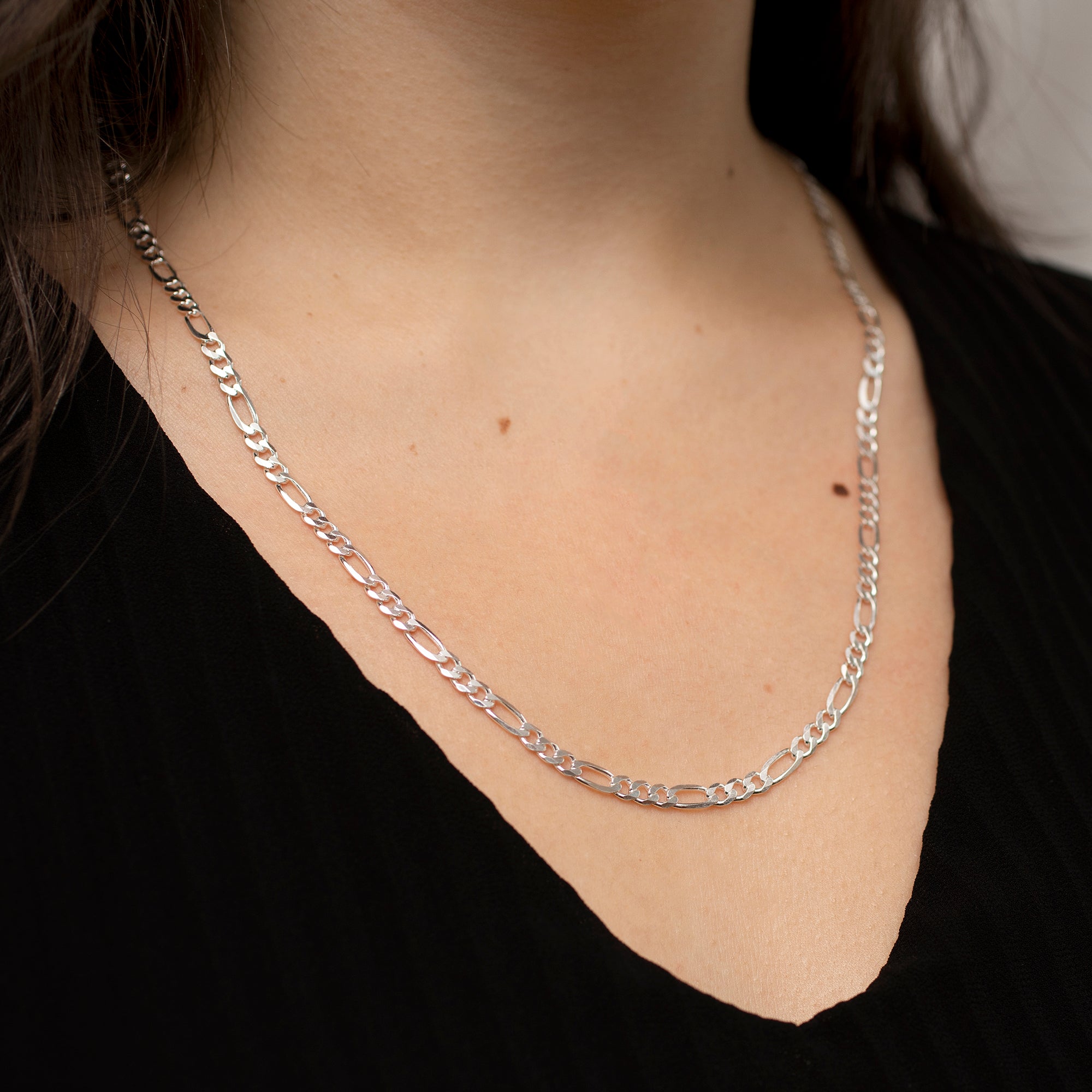 Sterling Silver Diamond Cut Figaro Chain