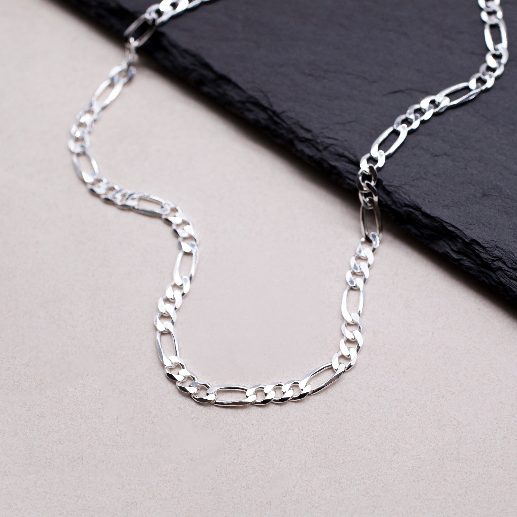 Sterling Silver Diamond Cut Figaro Chain