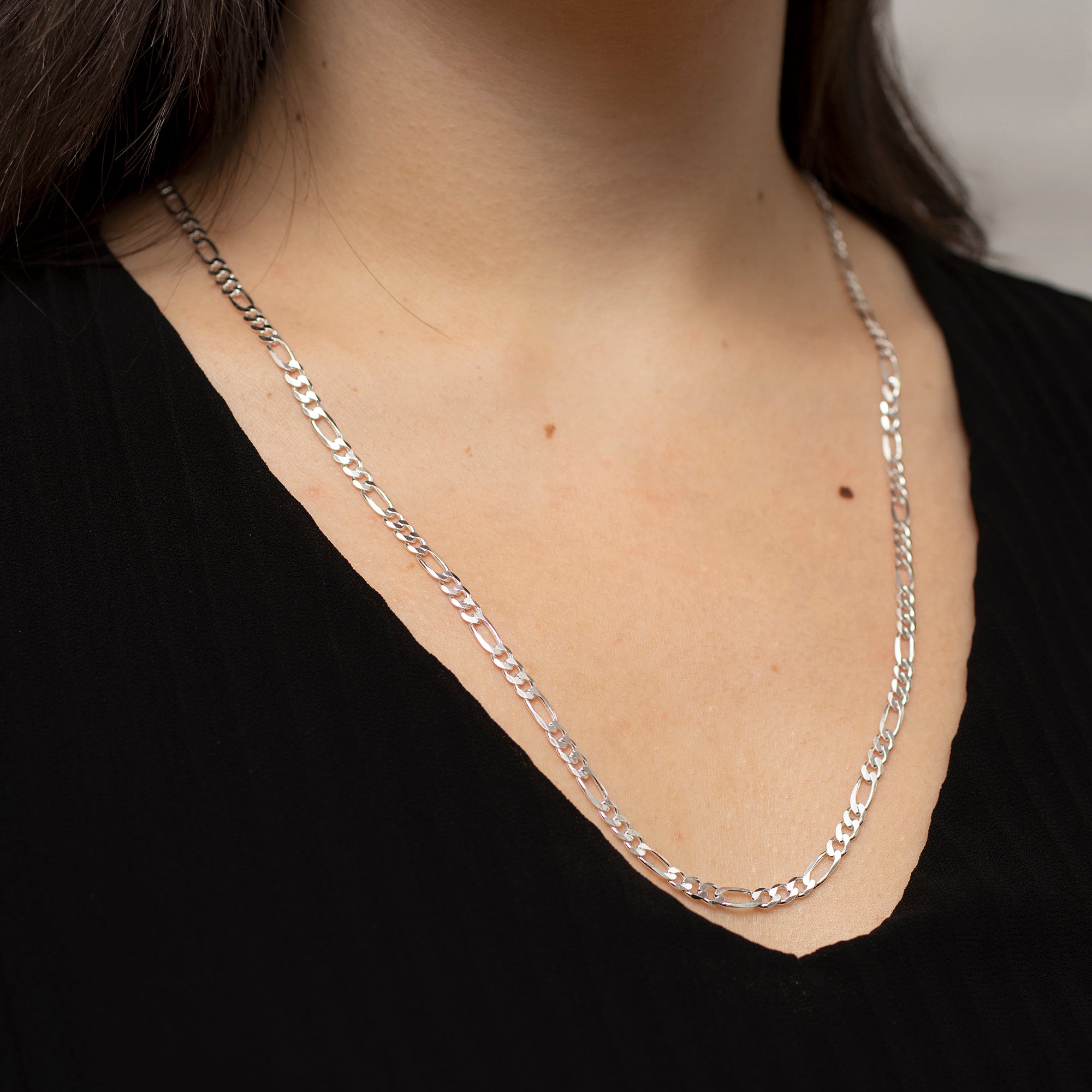 Sterling Silver Diamond Cut Figaro Chain