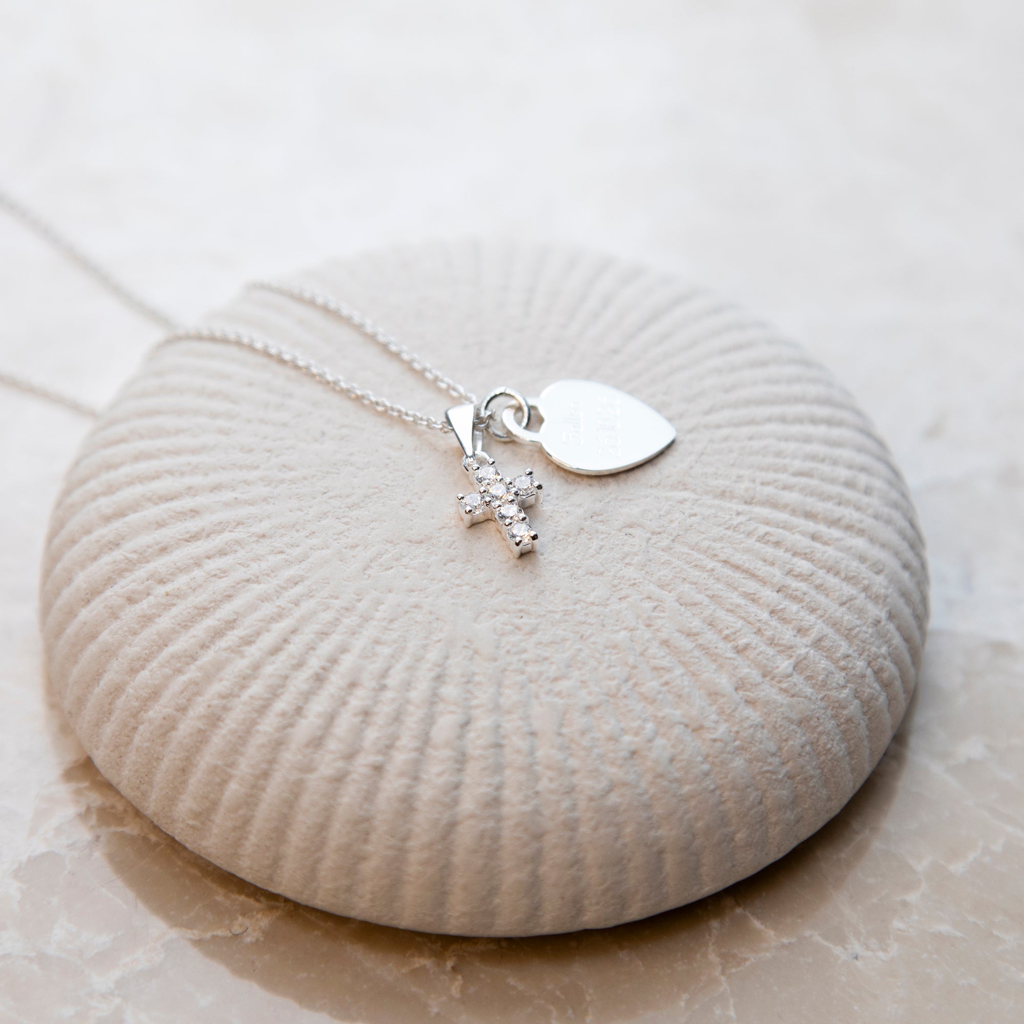 Personalised Sterling Silver CZ Cross Pendant