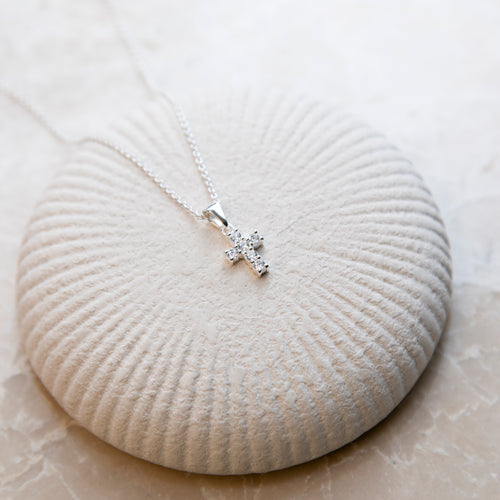Personalised Sterling Silver CZ Cross Pendant