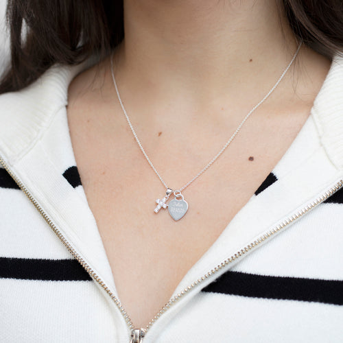 Personalised Sterling Silver CZ Cross Pendant