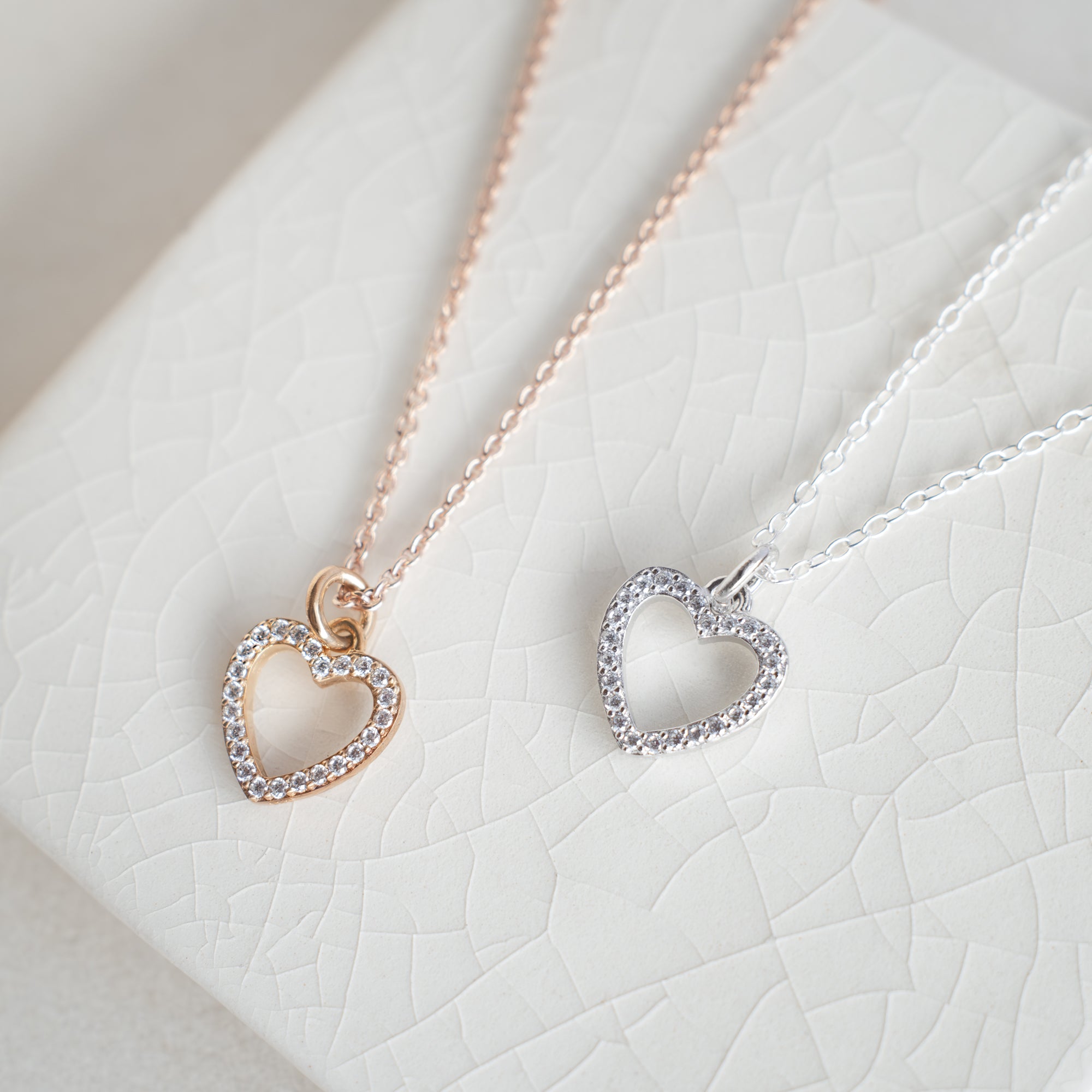Personalised Pave Star or Heart Pendant Necklace