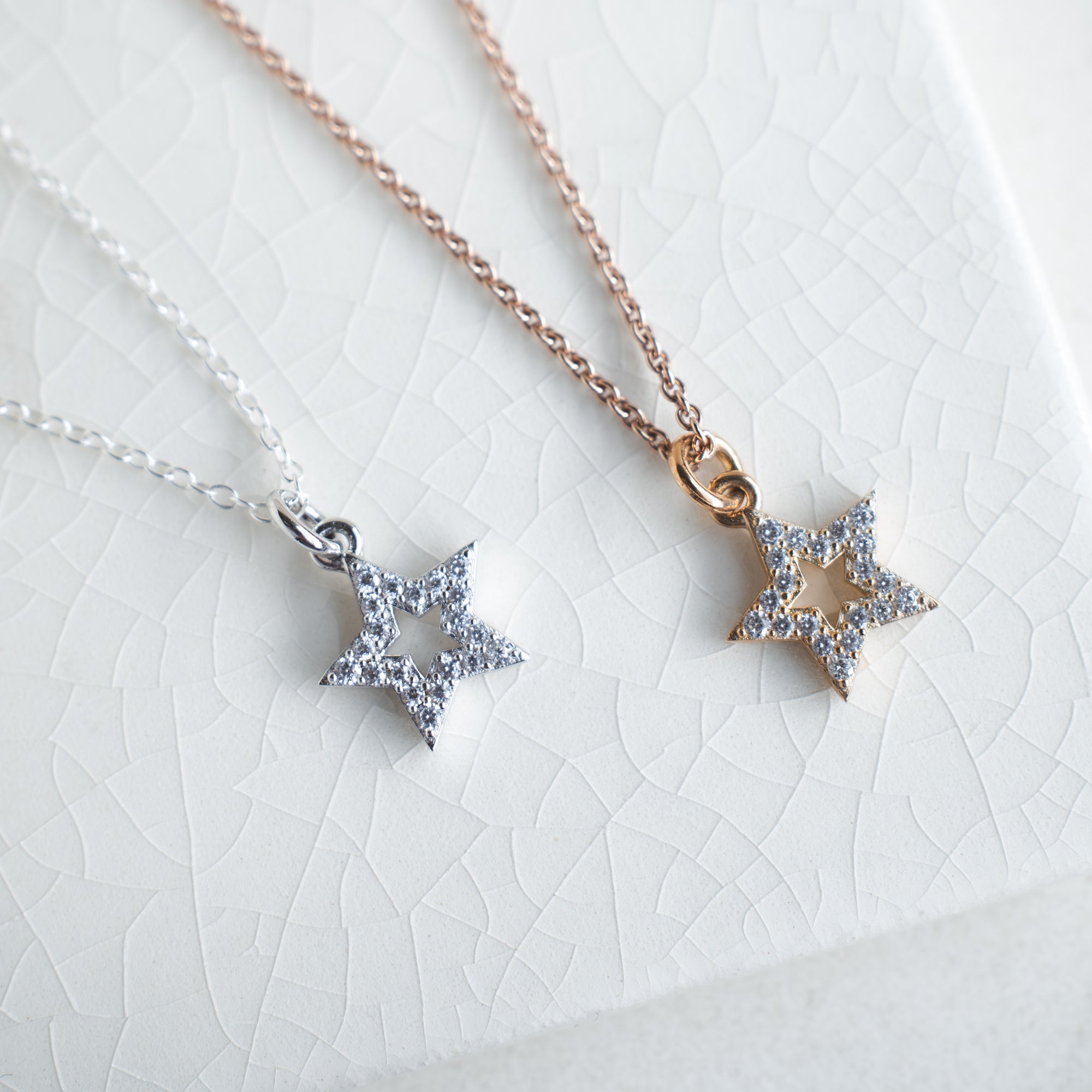 Personalised Pave Star or Heart Pendant Necklace