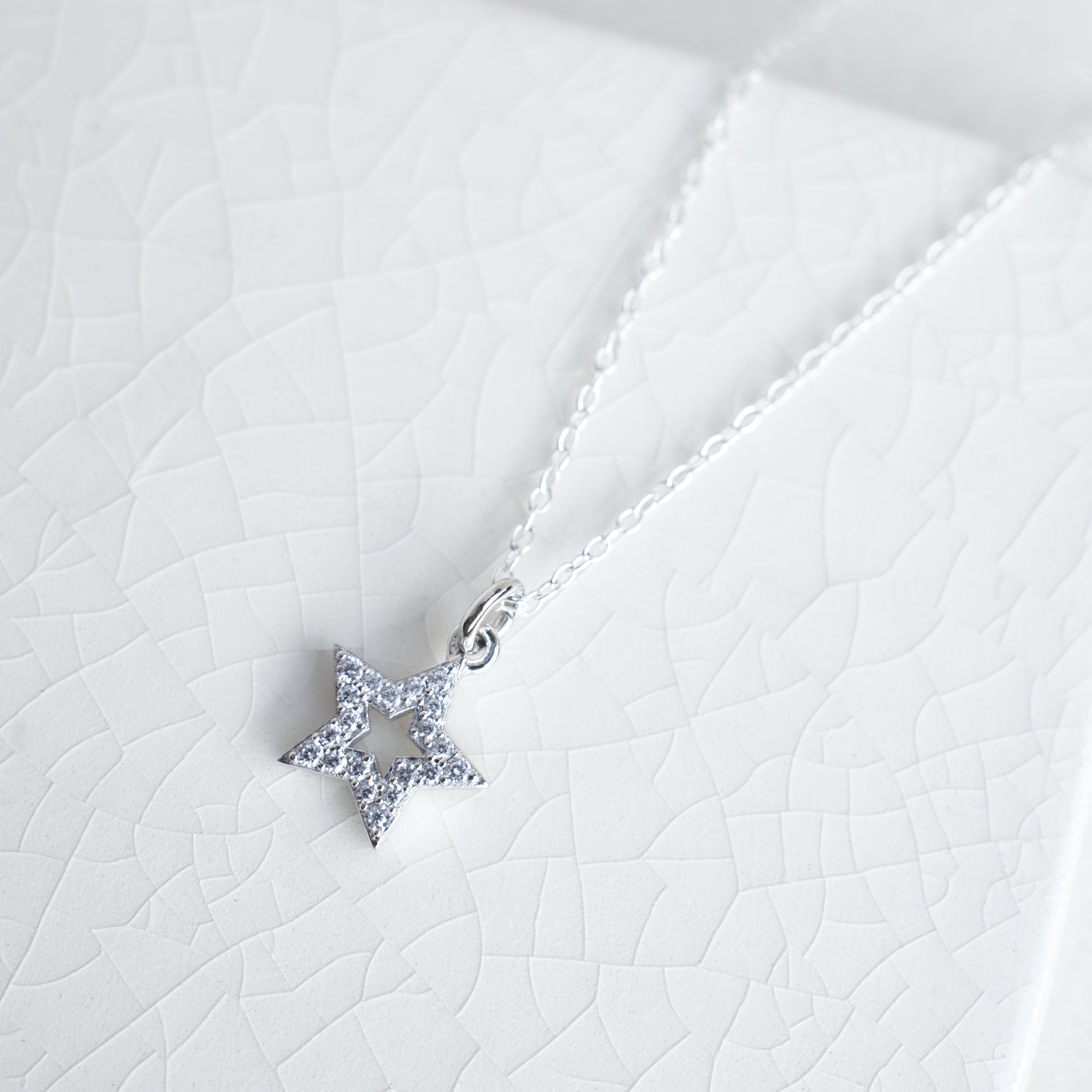 Personalised Pave Star or Heart Pendant Necklace