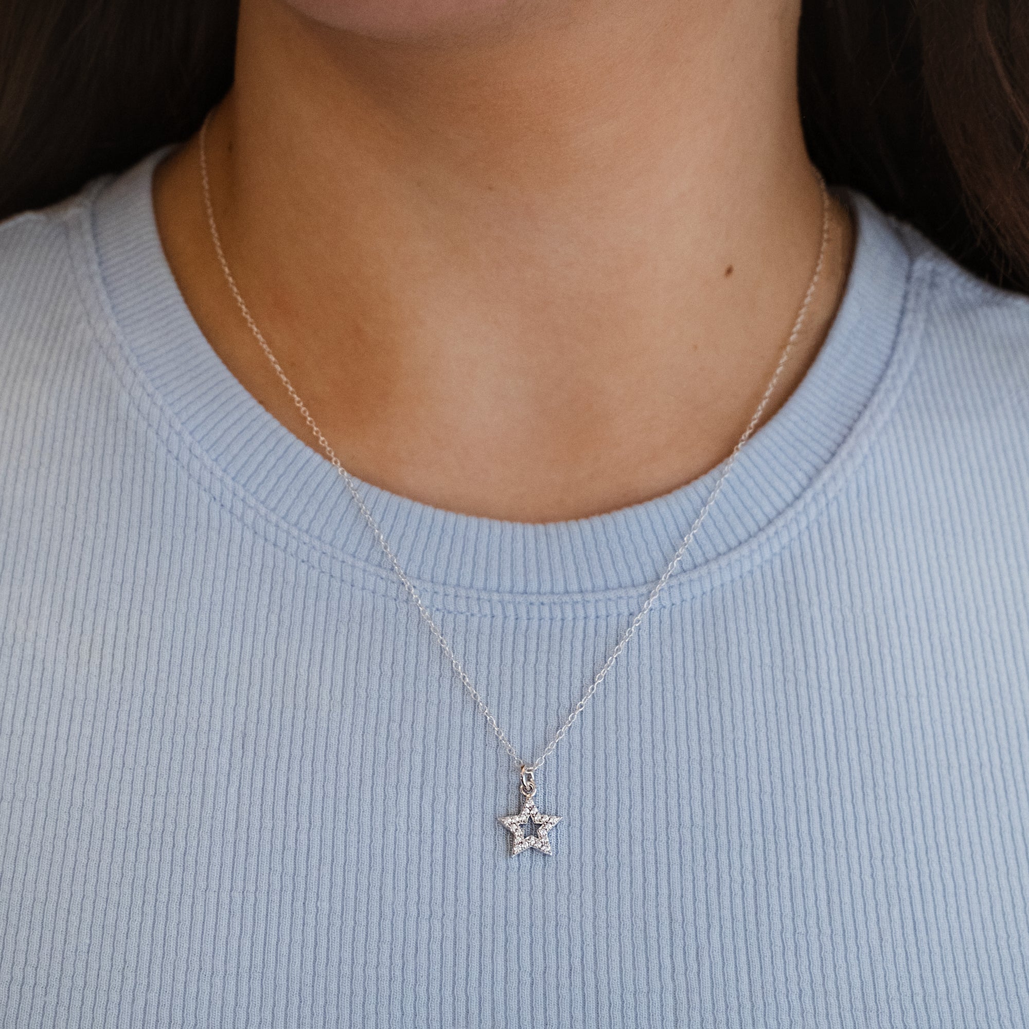Personalised Pave Star or Heart Pendant Necklace
