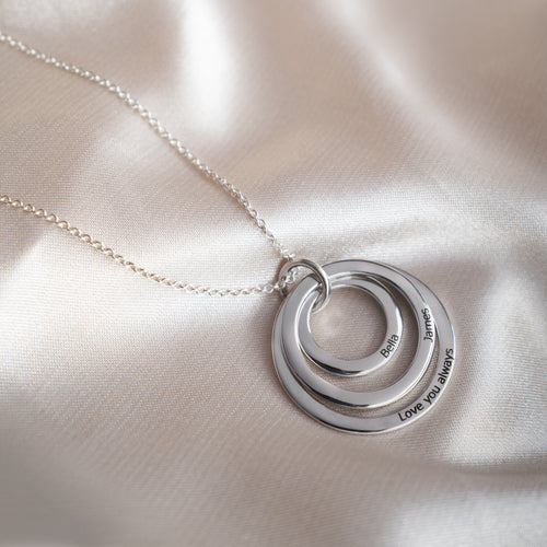 Sterling Silver Personalised Triple Circle Necklace