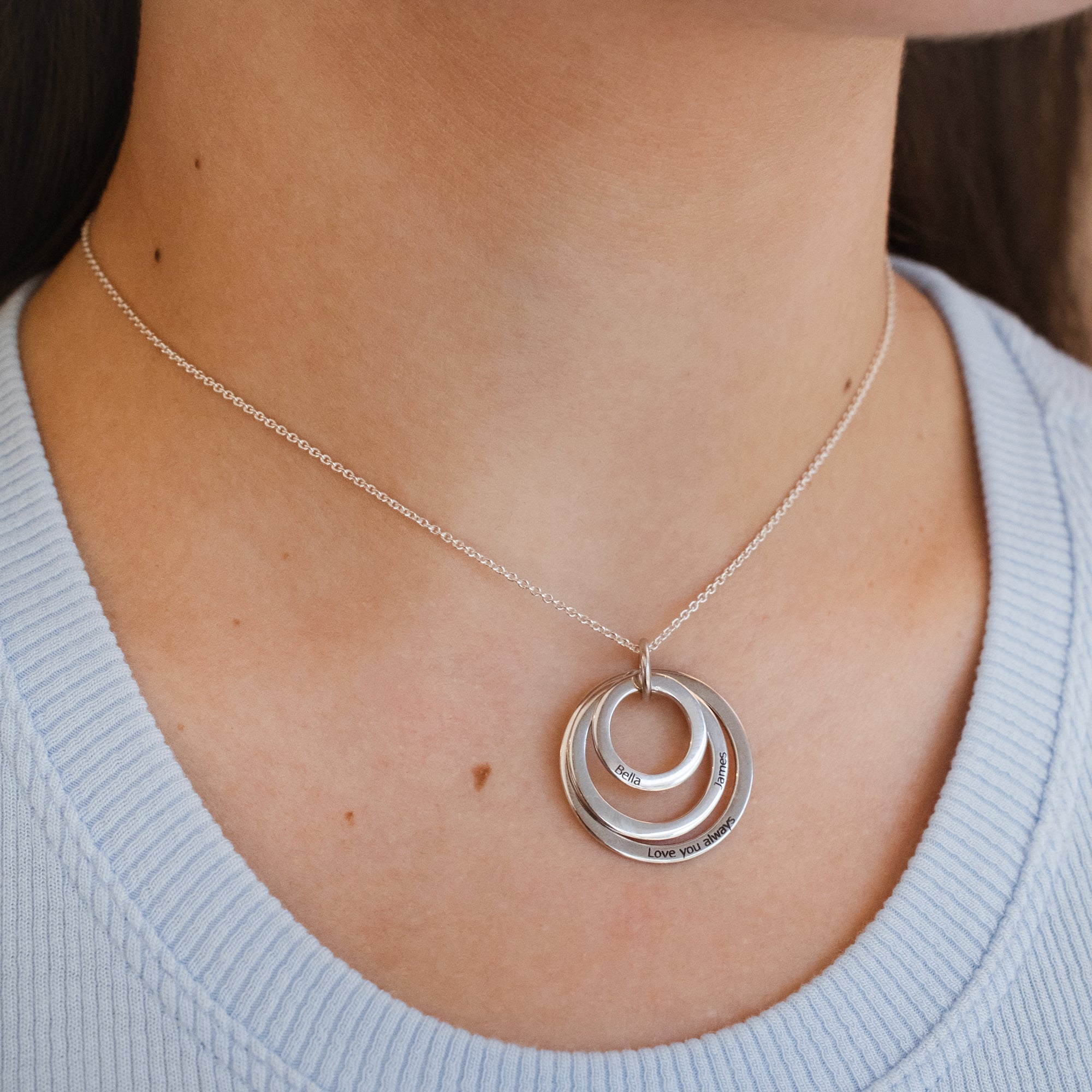 Sterling Silver Personalised Triple Circle Necklace