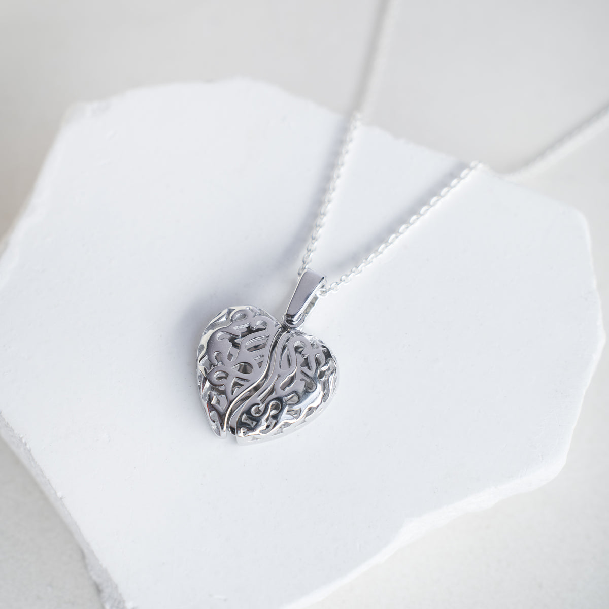 Personalised 18ct Gold Plated or Sterling Silver Filigree Heart Open Wing Necklace