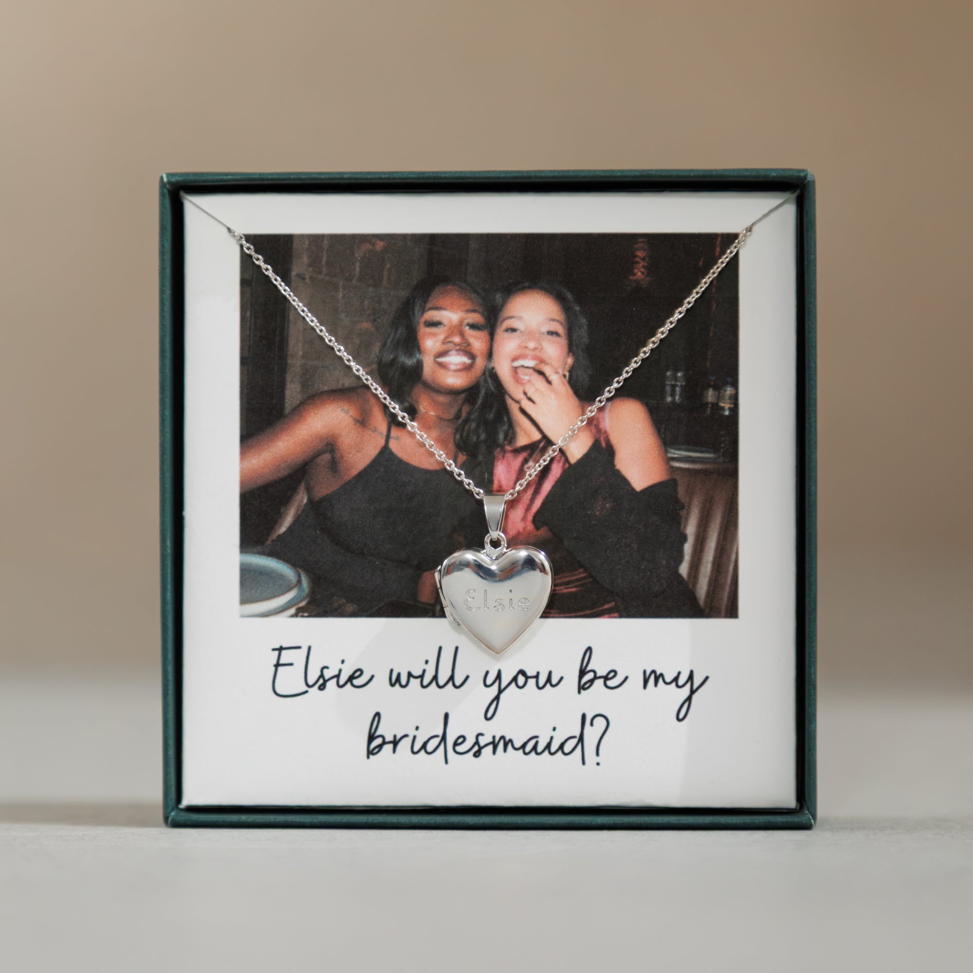 Will you be my bridesmaid? Personalised Photobox 18ct Yellow Gold Plated or Sterling Silver Heart Locket Necklace