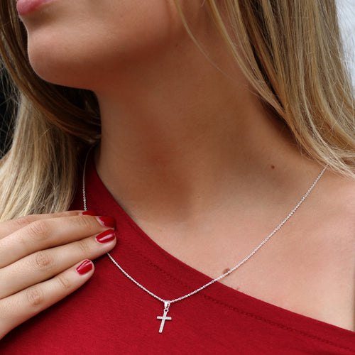 Sterling Silver And Crystal Cross Necklace