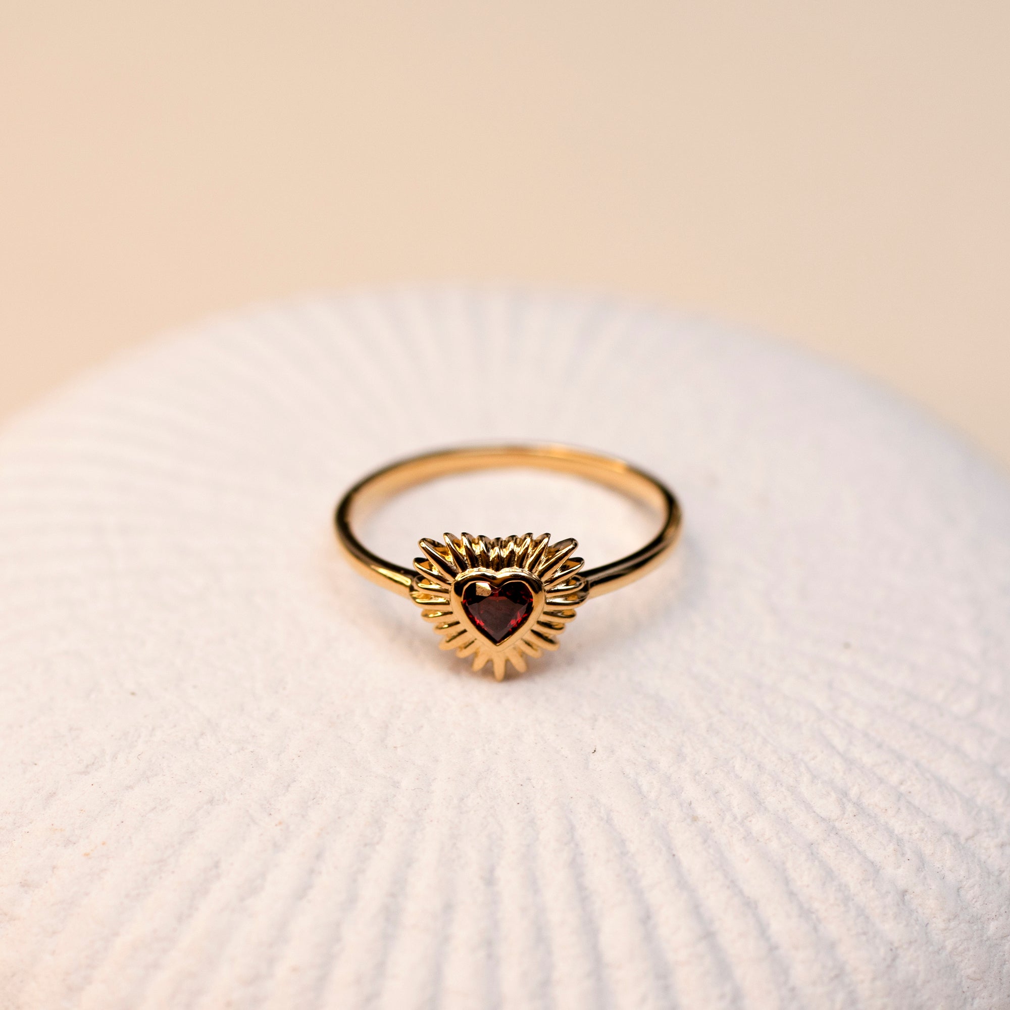 Gold & Red Sacred Heart Ring