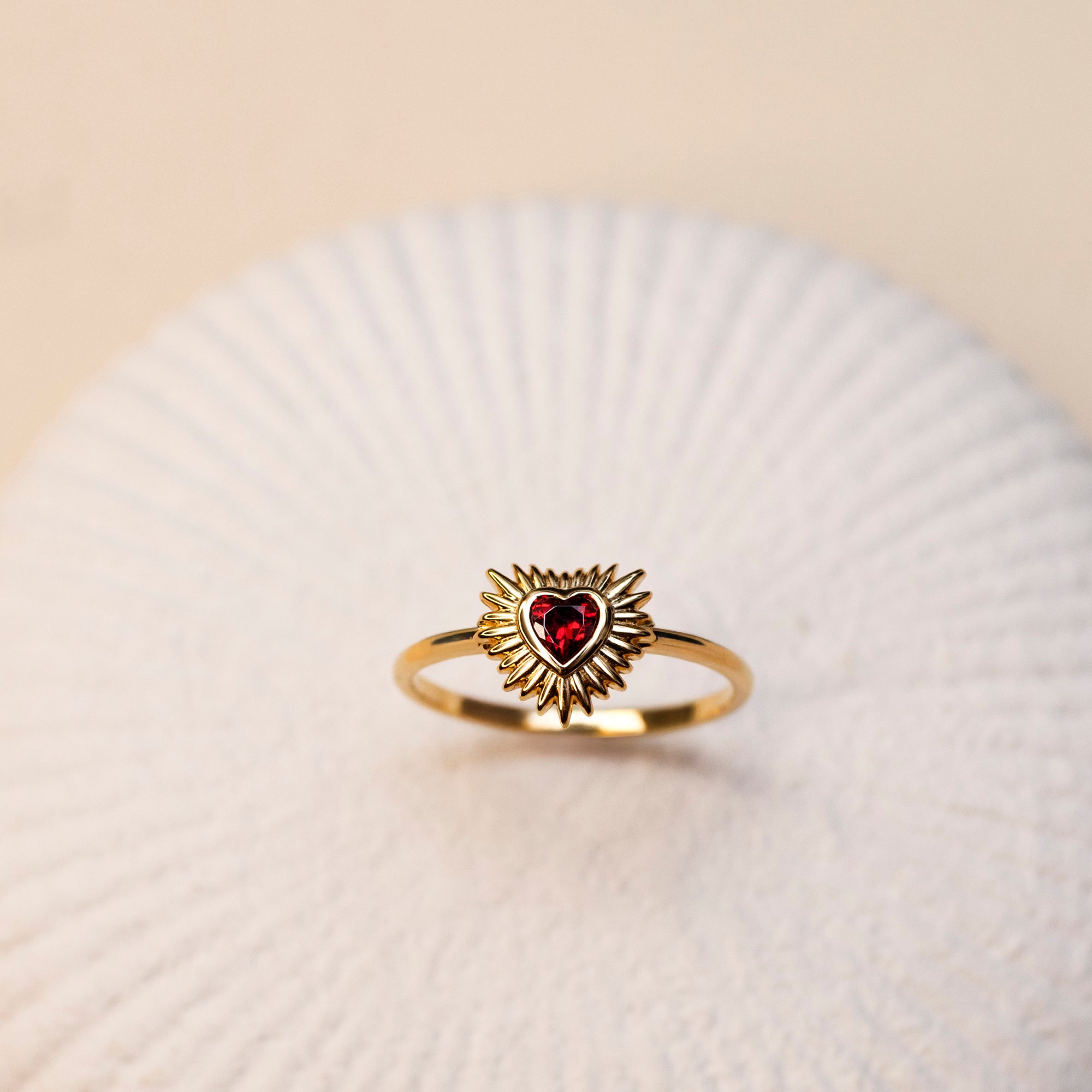 Gold & Red Sacred Heart Ring