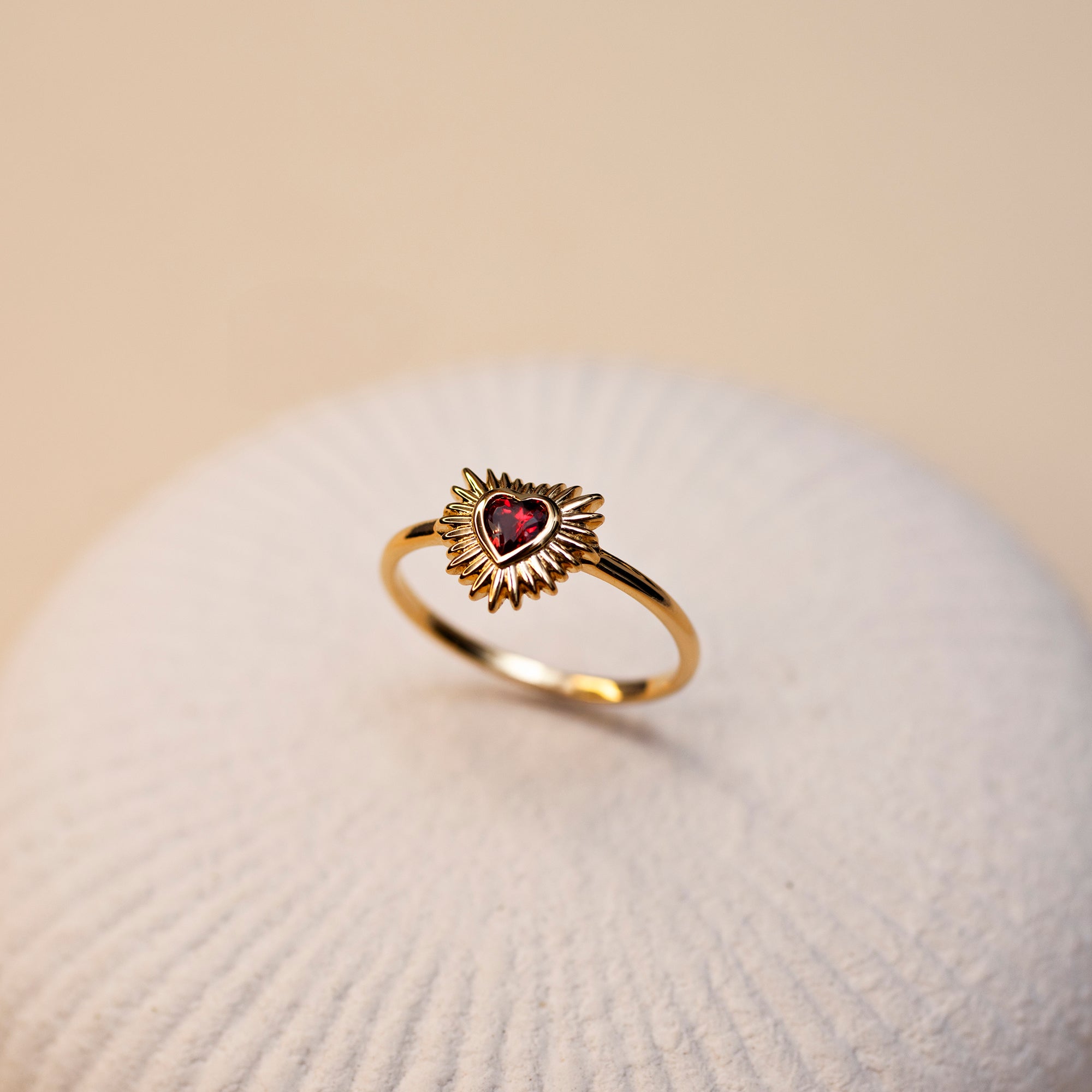 Gold & Red Sacred Heart Ring