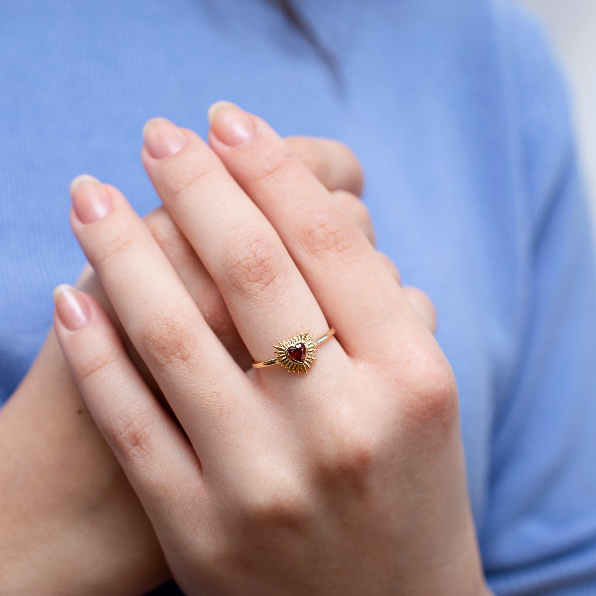 Gold & Red Sacred Heart Ring