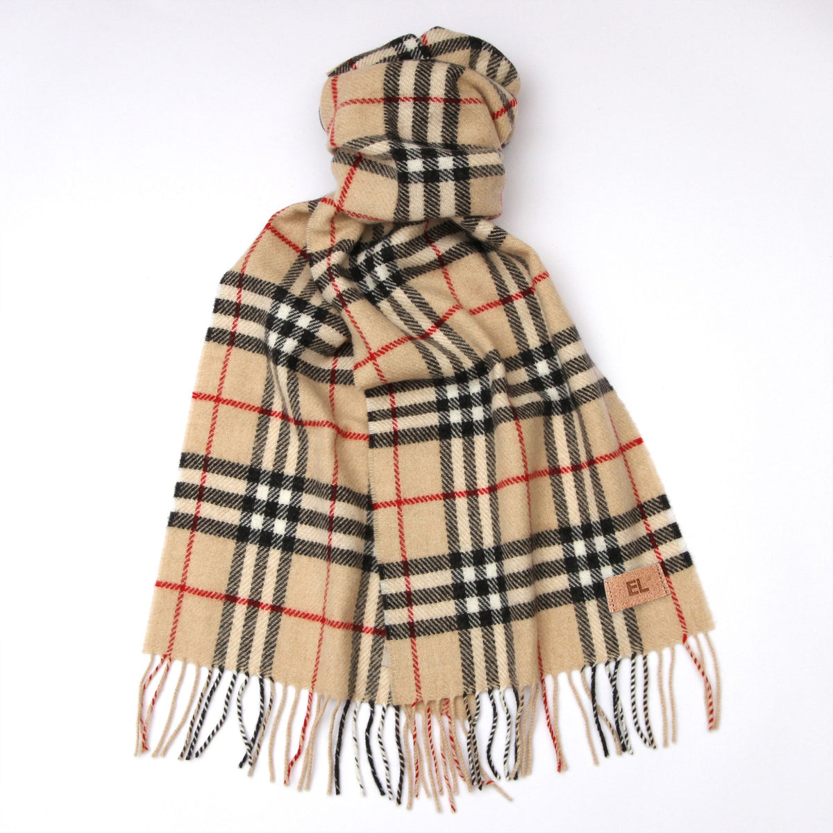 Lightweight Beige Tartan Lambswool Scarf