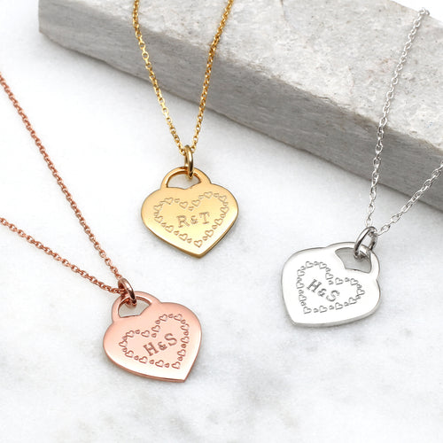 Personalised Precious Metal Heart Circle Necklace