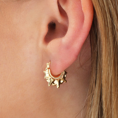 9ct Gold Star Creole Hoop Earrings