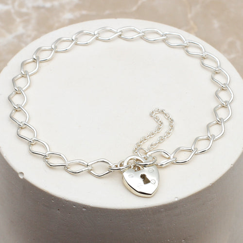 Sterling Silver Charm Padlock Bracelet
