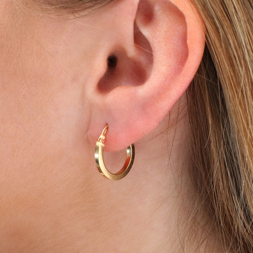 9ct Gold Square Tube Hoop Earrings