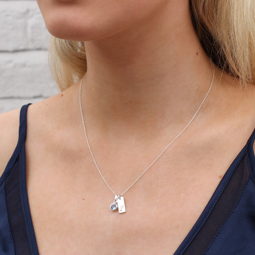 Personalised Birthstone Initial Tag Necklace