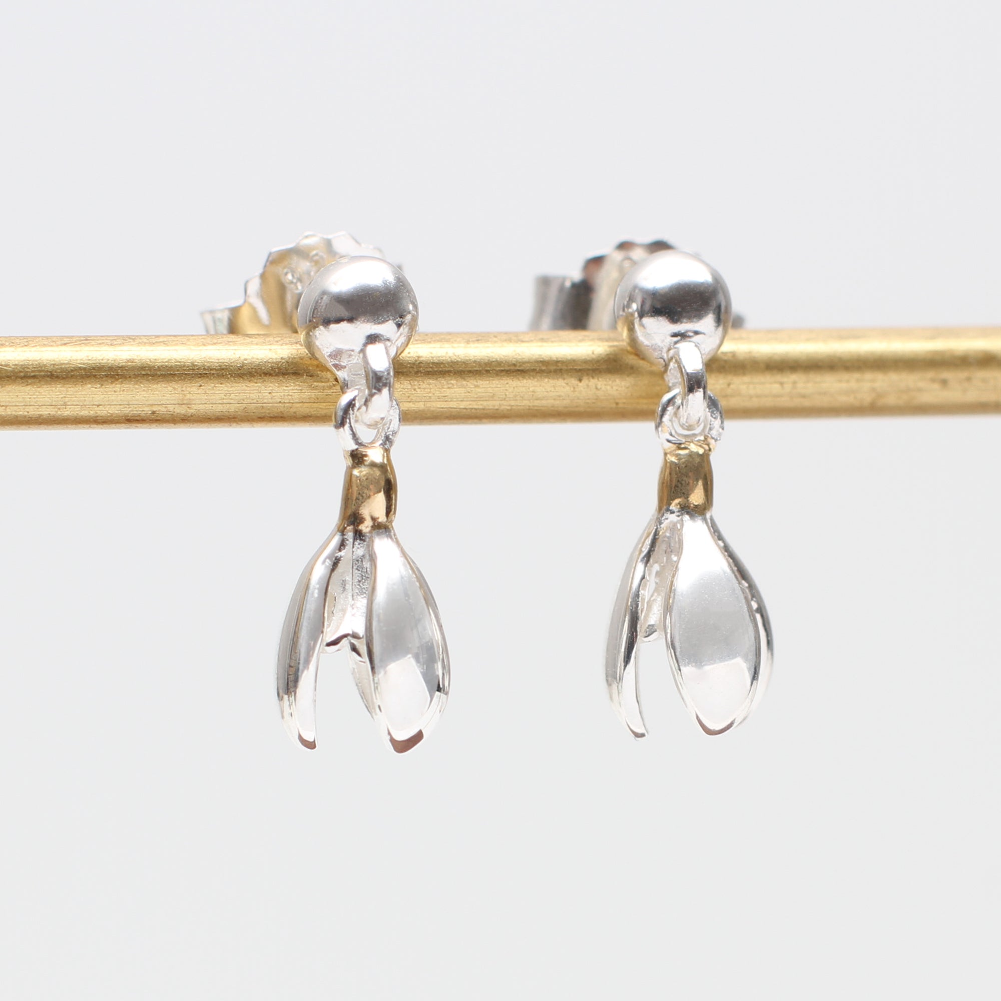 Sterling Silver and 18ct Gold Plated Birth Flower Earrings
