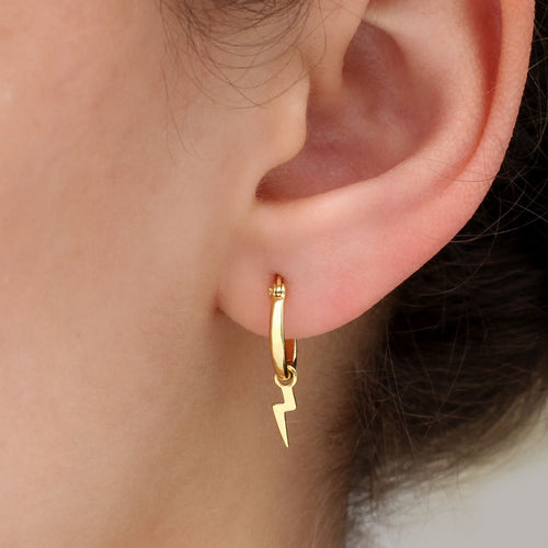 18ct Gold Plated Or Silver Lightning Hoop Earrings