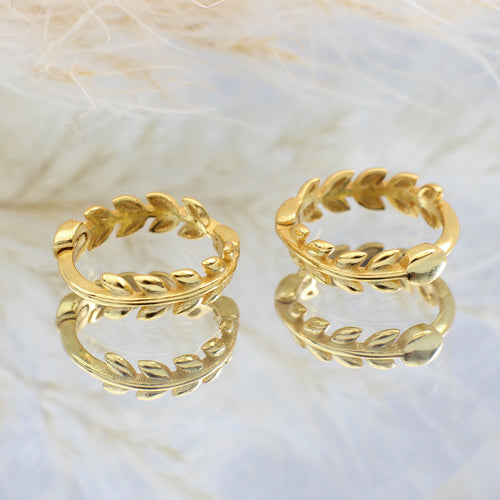 Sterling Silver Or Gold Plated Leaf Hoop Earrings