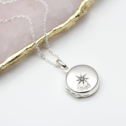 Personalised Sterling Silver Star Set Locket