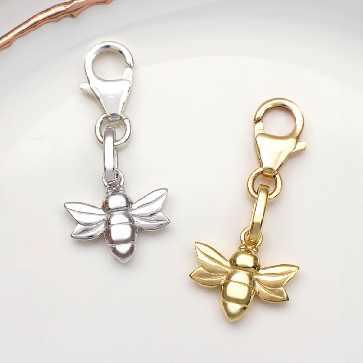 Sterling Silver or 18ct Gold Plated Tiny Bee Charms