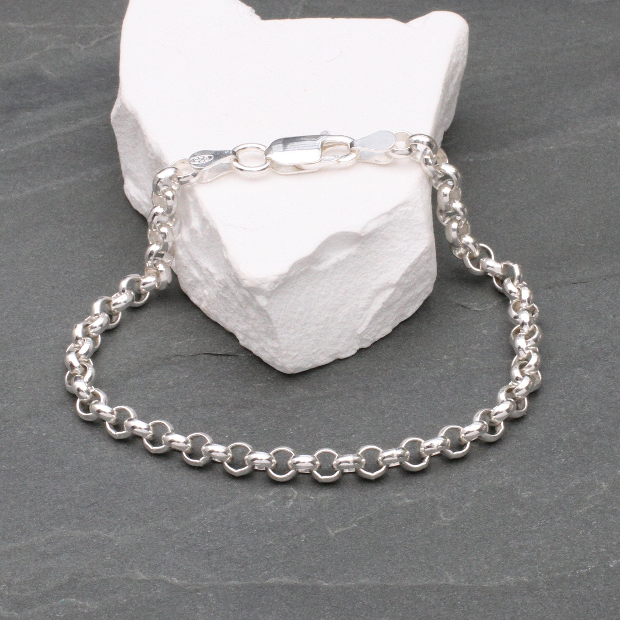 Men's Sterling Silver Round Belcher Chain Bracelet