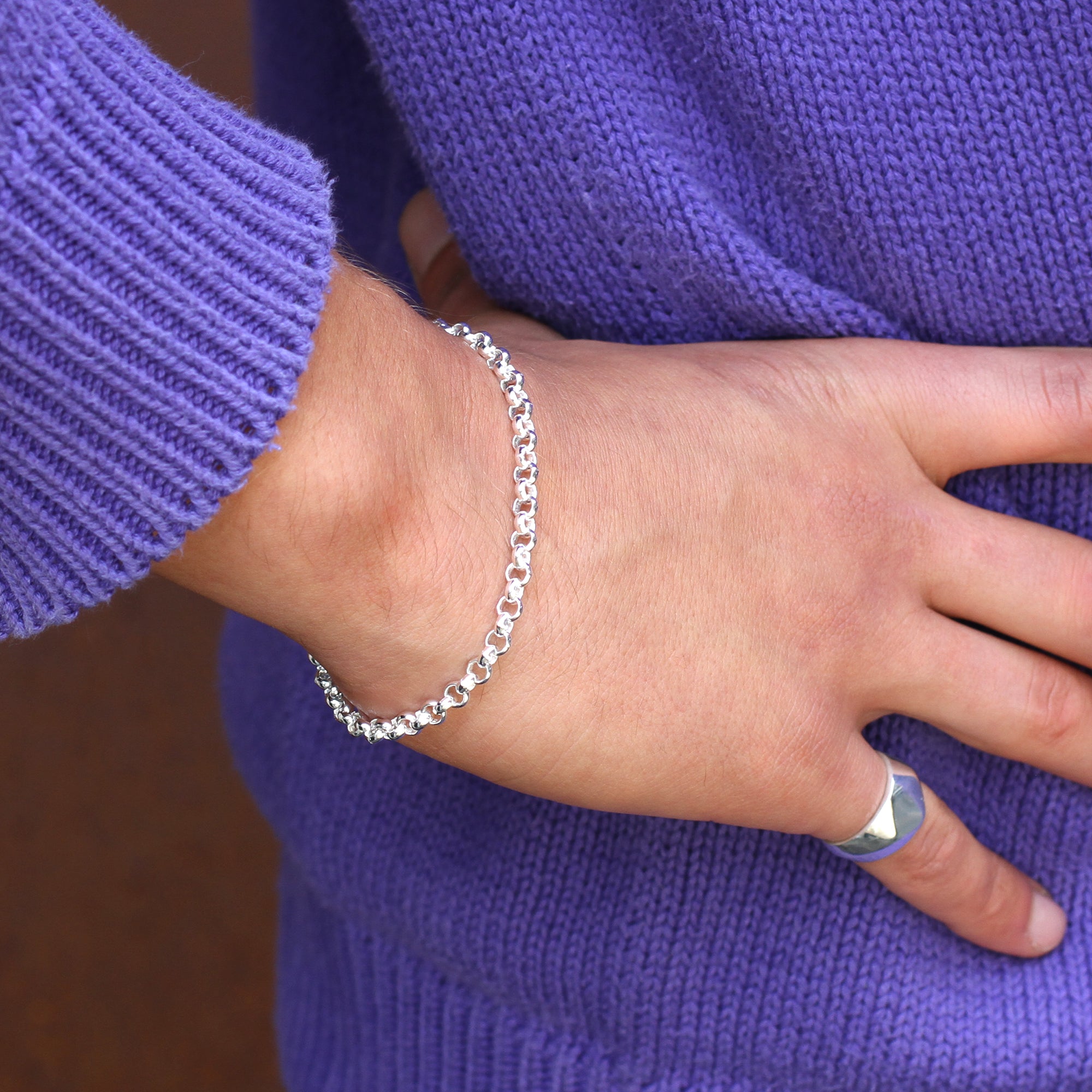 Men's Sterling Silver Round Belcher Chain Bracelet